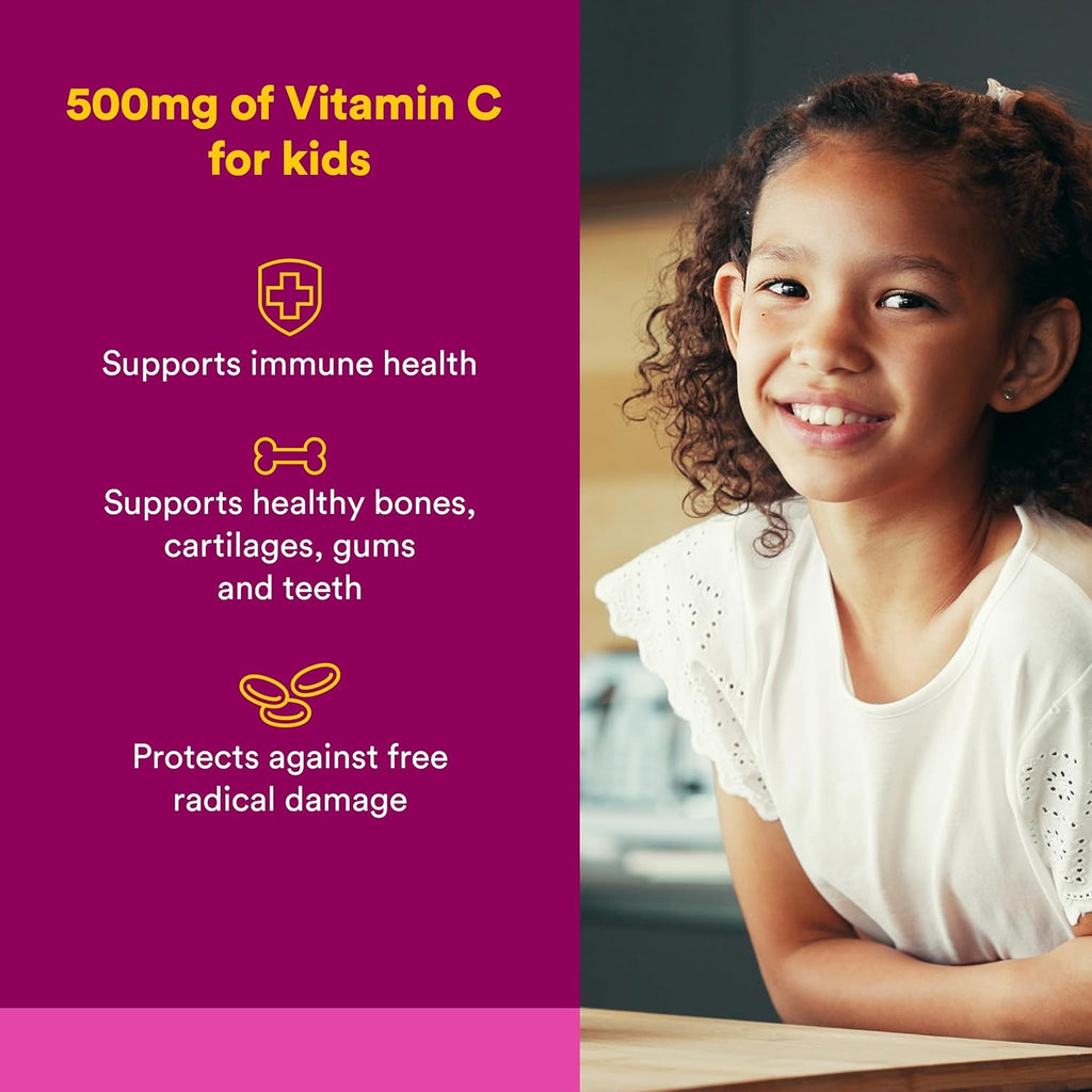Natural Factors, Vitamina C 500 mg Masticable para Niños, Sabor Fruta, 90 Wafers