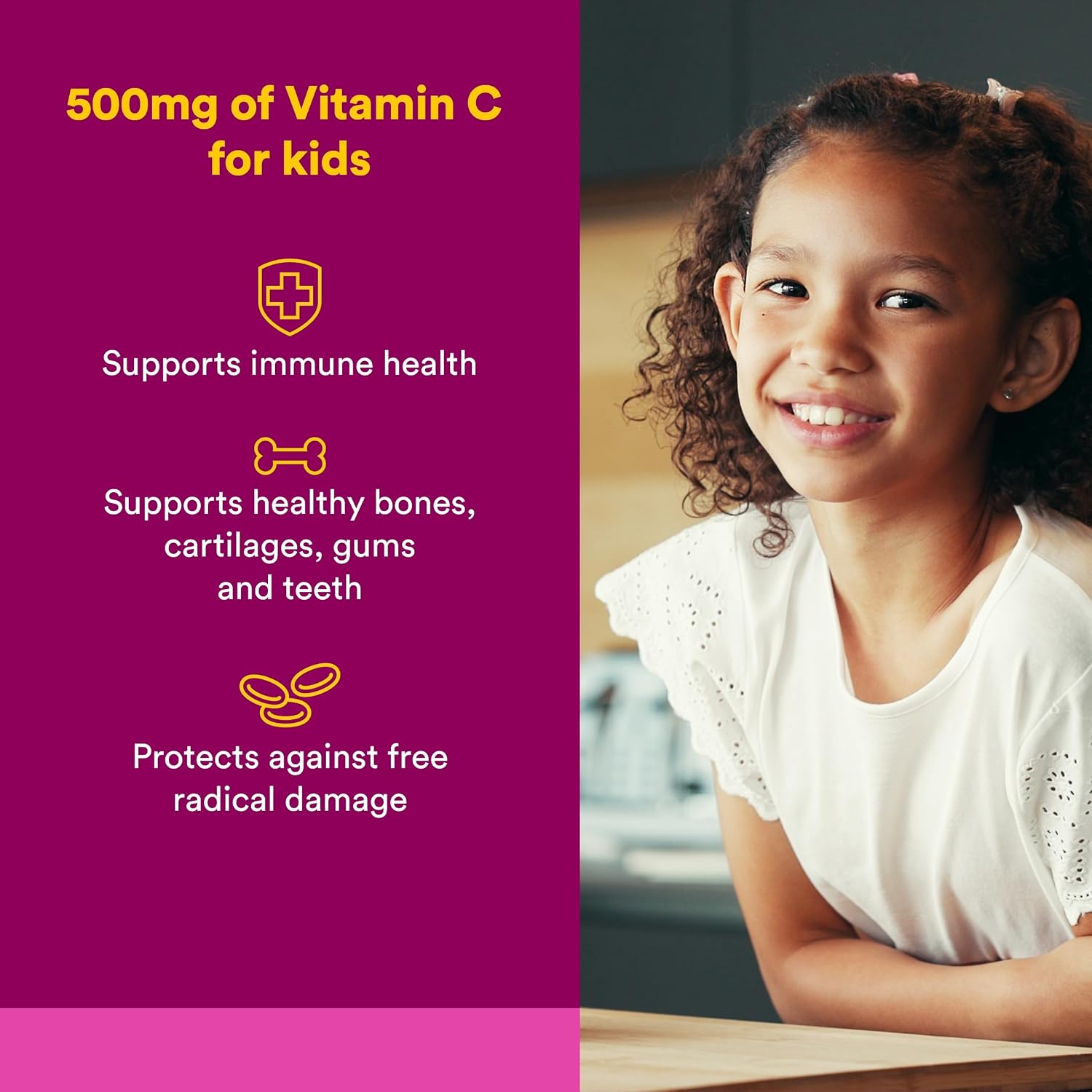 Natural Factors, Vitamina C 500 mg Masticable para Niños, Sabor Fruta, 90 Wafers