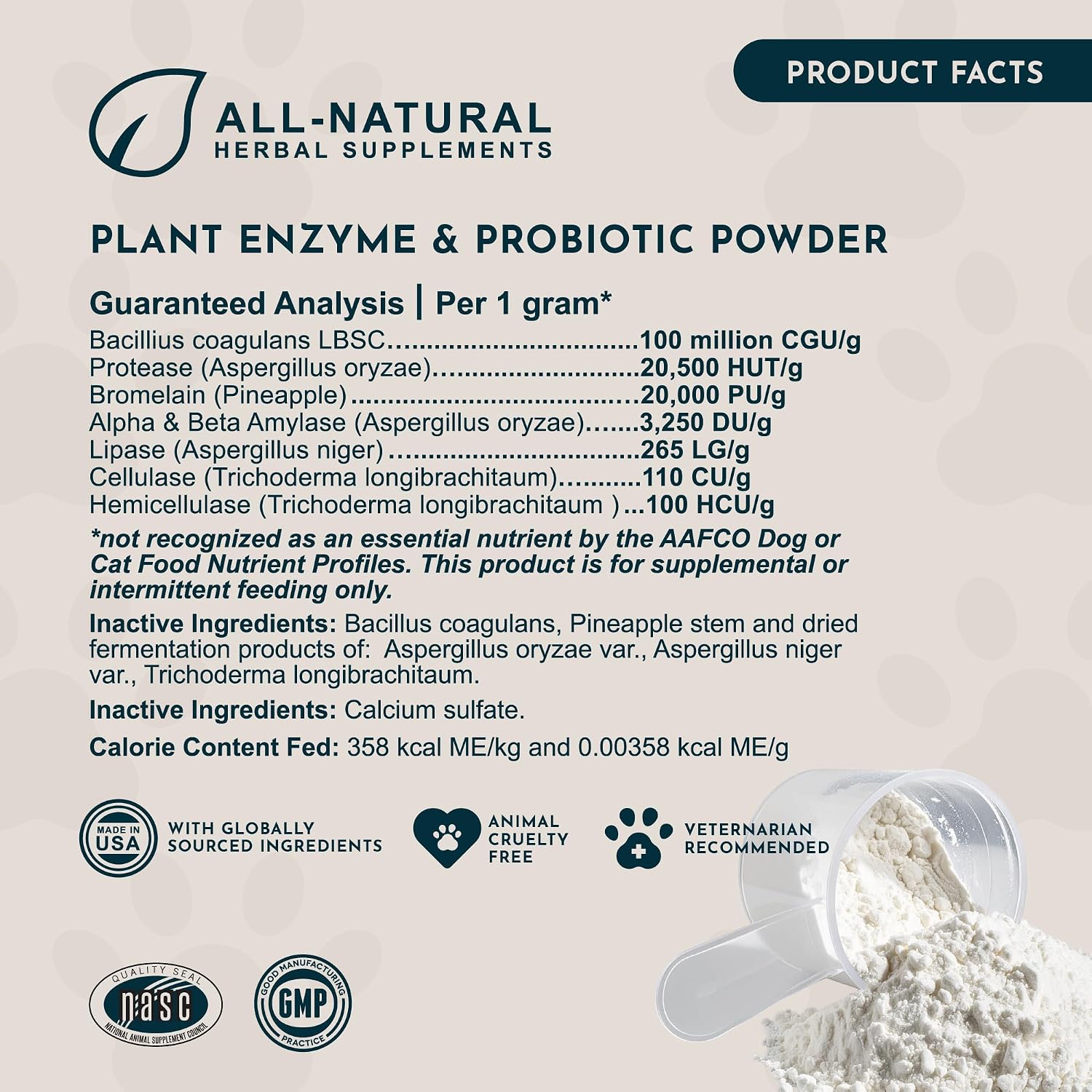 Animal Essentials Plant Enzyme & Probiotics - Probióticos y Enzimas Digestivas para Perros y Gatos