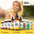 Wild & Organic Pine Pollen Tincture - Tintura de polen de pino ecológica - Extracto puro de Pinus Massoniana - Vegano, sin alcohol ni azúcar - 118 ml