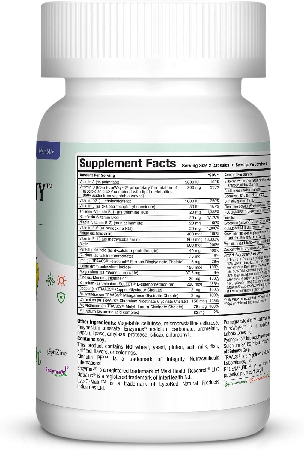 Multivitamin 50 Plus – Daily Multivitamin for Women Over 50 with Vitamin B12, A, D, C, Zinc, Magnesium & More – Energy, Immune & Heart Support – Non-GMO (120 Tablets)