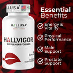 Hallusa Natural HALLVIGOR Multivitamínico Diario para Hombres – Ginseng Coreano, Damiana, Saw Palmetto, Biotina, Complejo B, Zinc, Jalea Real – 60 Cápsulas