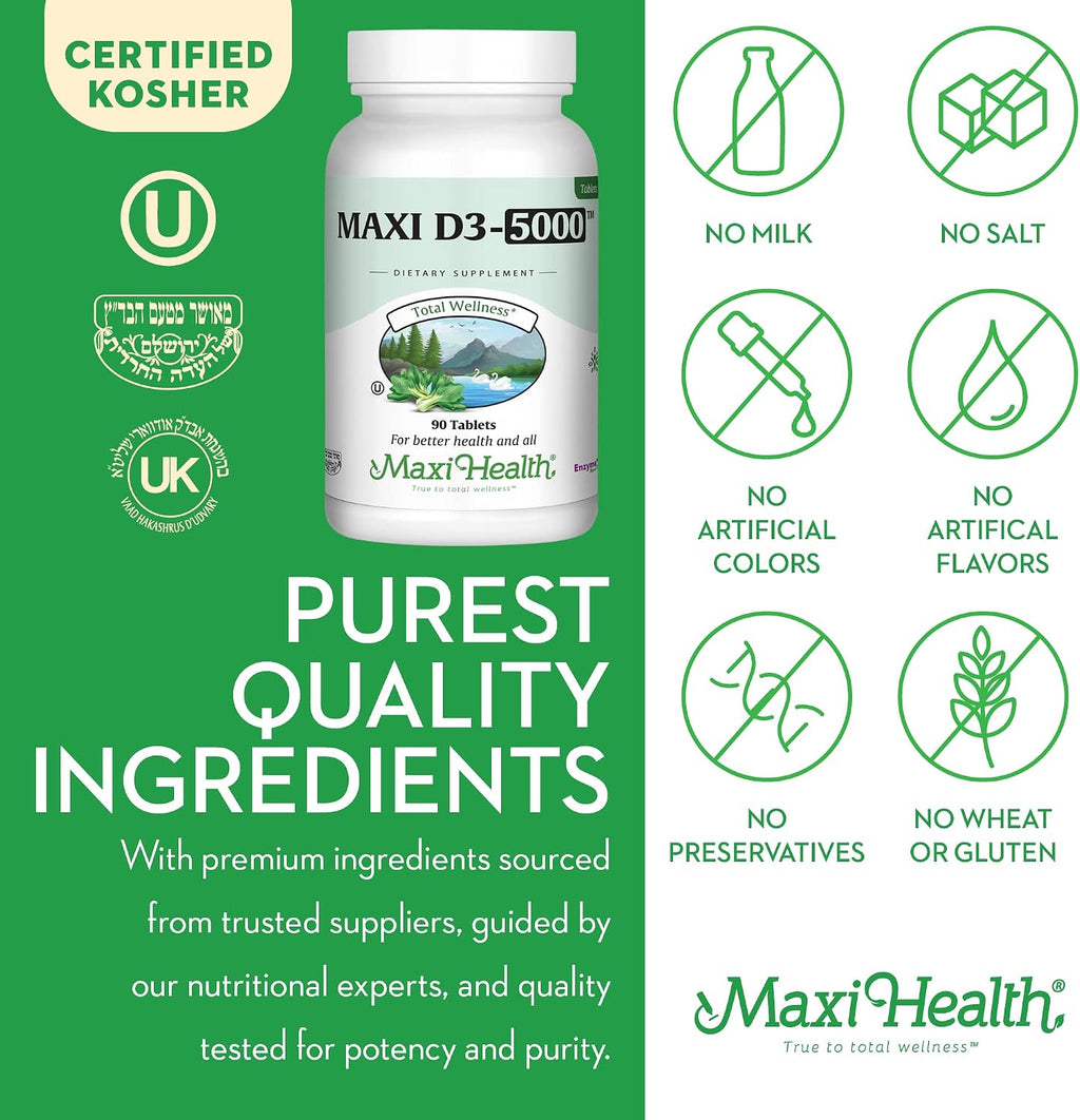 Maxi Health Vitamina D3 5000 UI (125 mcg) - 90 Comprimidos