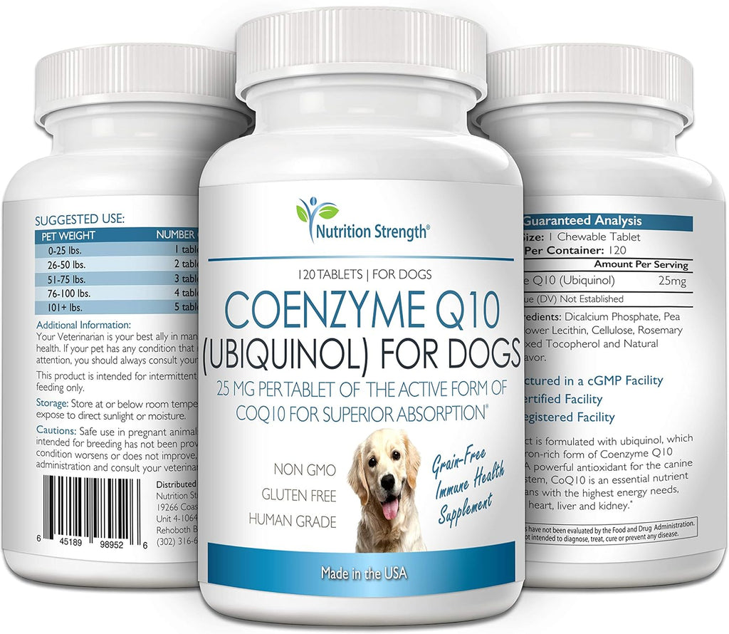 Nutrition Strength Coenzima Q10 para Perros - Ubiquinol, 120 Comprimidos Masticables