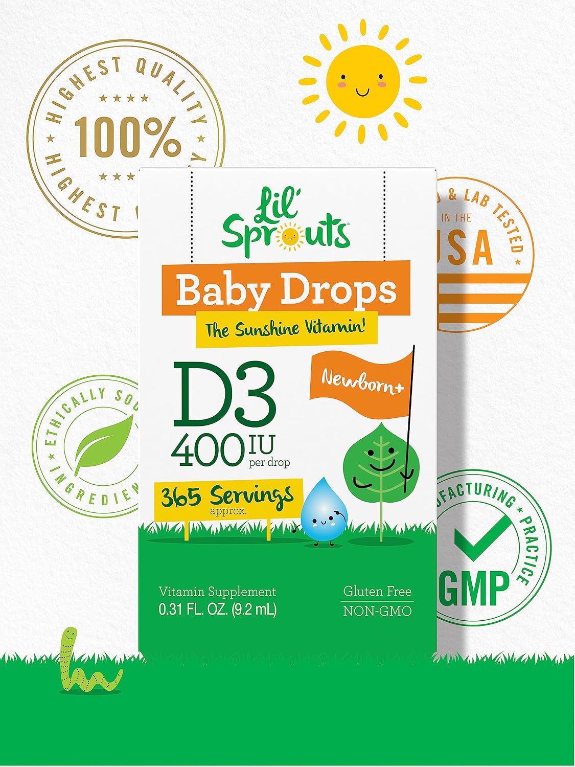 Carlyle Vitamina D3 Gotas Líquidas para Bebés - 400 UI, 9.2 mL
