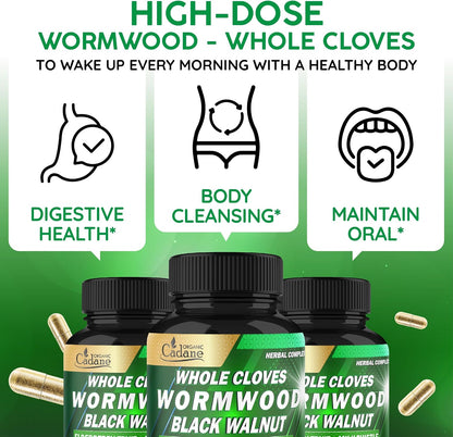 Wormwood Whole Cloves Black Walnut - Apoyo Digestivo Herbario - 90 Cápsulas Veganas – Image 5