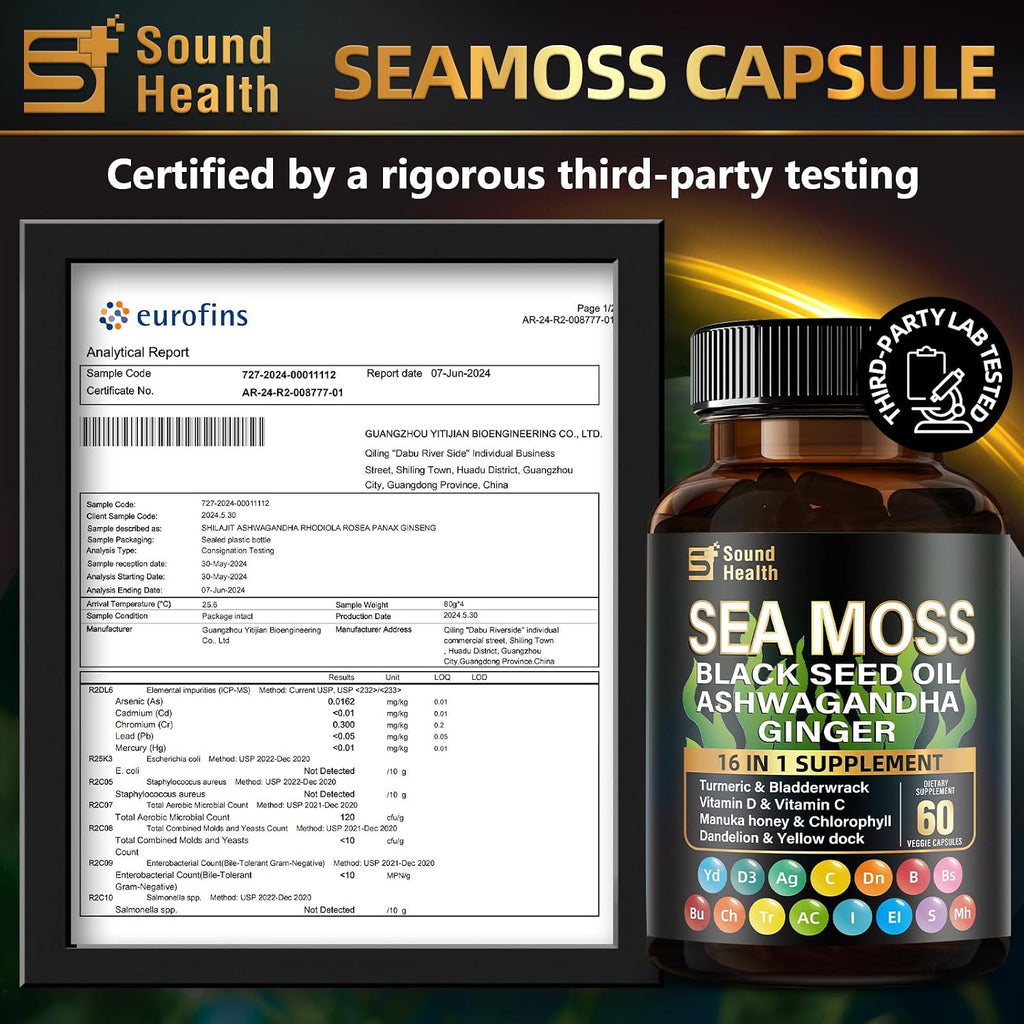 Cápsulas de Musgo Marino Irlandés SoundHealth - Complejo 16 en 1 para Hombres y Mujeres