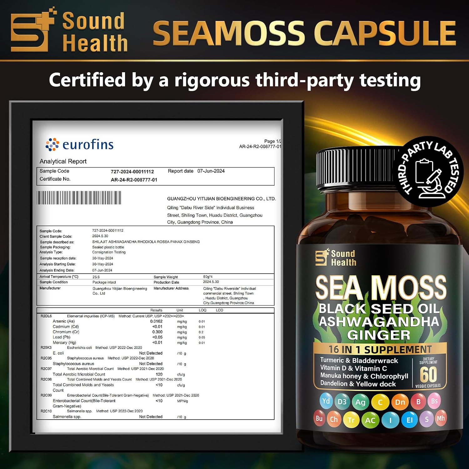 Cápsulas de Musgo Marino Irlandés SoundHealth - Complejo 16 en 1 para Hombres y Mujeres