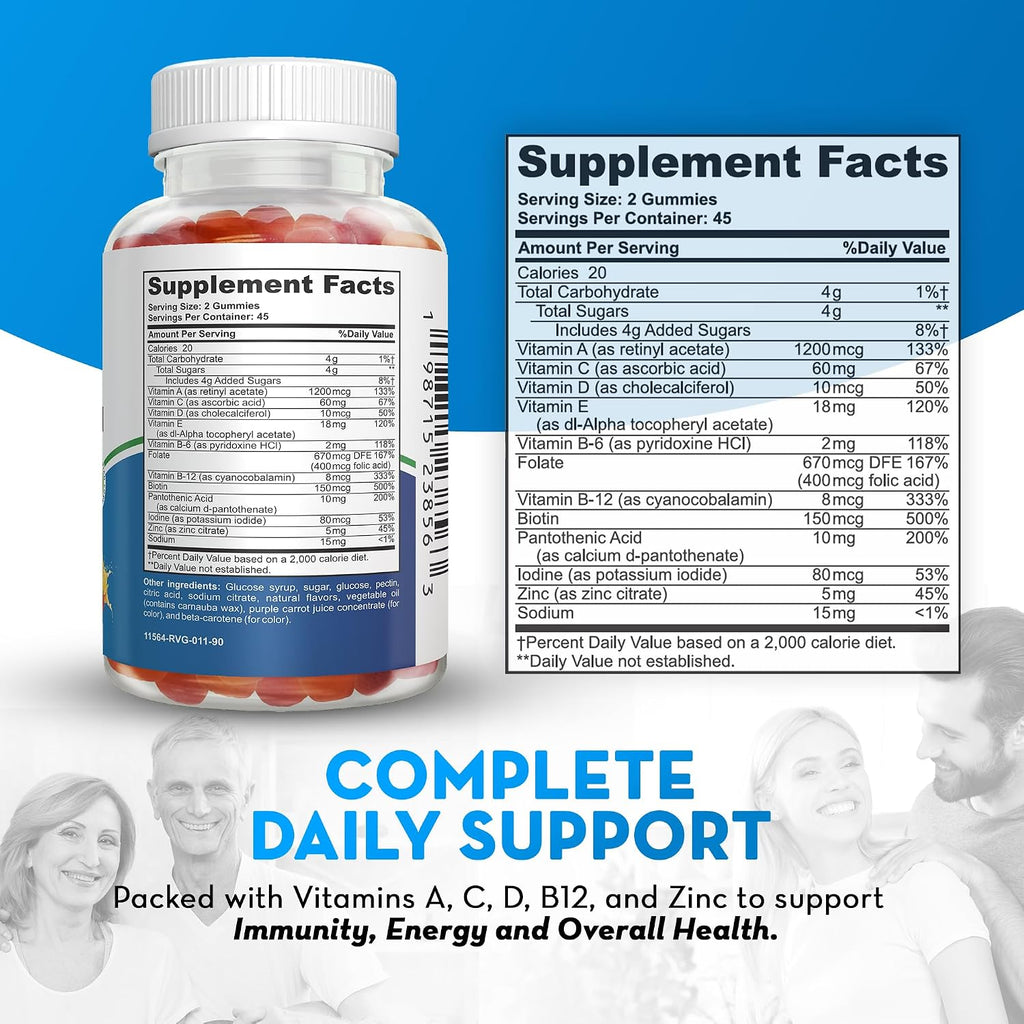 Astramax Multivitamínico en Gominolas para Adultos, 90 unidades - Sabores Naranja, Cereza y Fresa