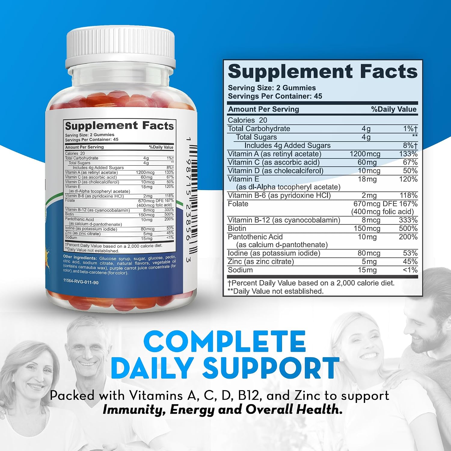 Astramax Multivitamínico en Gominolas para Adultos, 90 unidades - Sabores Naranja, Cereza y Fresa