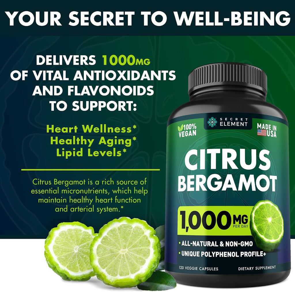 Extracto de Bergamota Cítrica 1000mg - 240 Cápsulas Veganas (2 Paquetes)