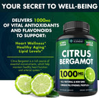 Extracto de Bergamota Cítrica 1000mg - 240 Cápsulas Veganas (2 Paquetes)