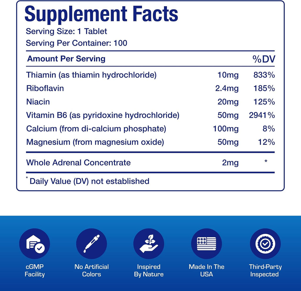 Complejo Calcio Magnesio B6 50mg con Vitaminas B1, B2, Niacina y Potasio - 100 Comprimidos