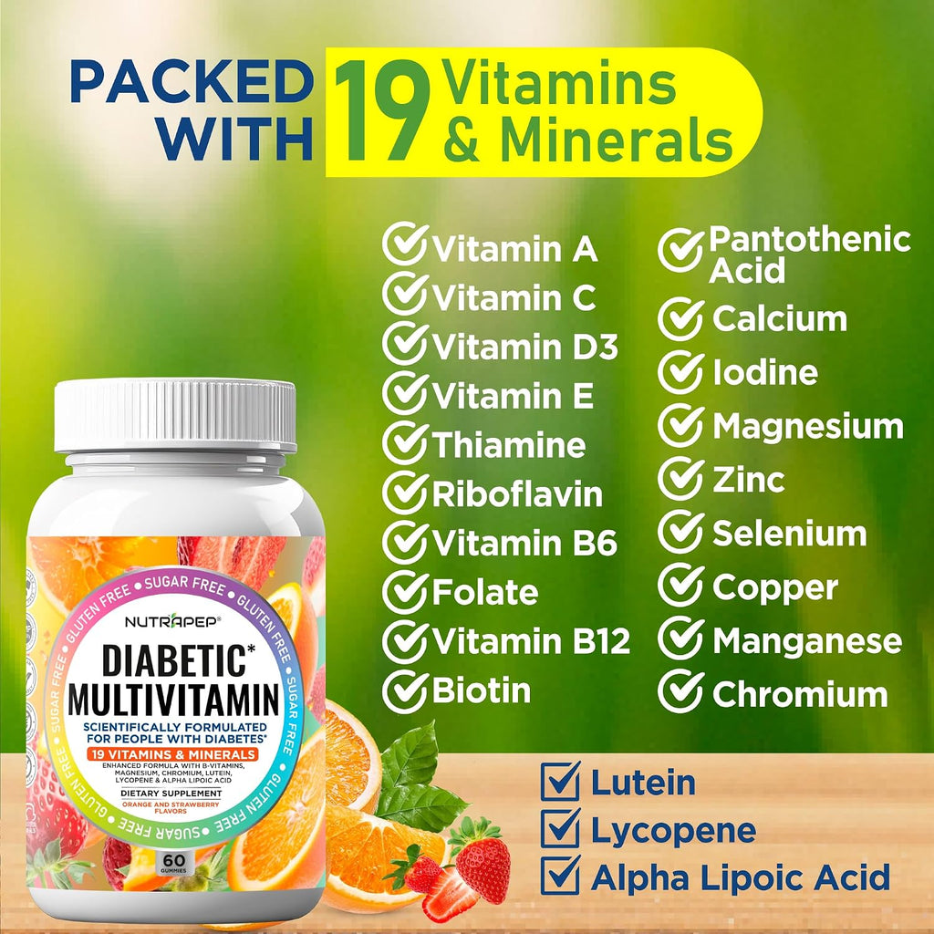 NutraPep Premium Multivitamínico para Diabéticos - Gominolas sin Azúcar y Sin Gluten