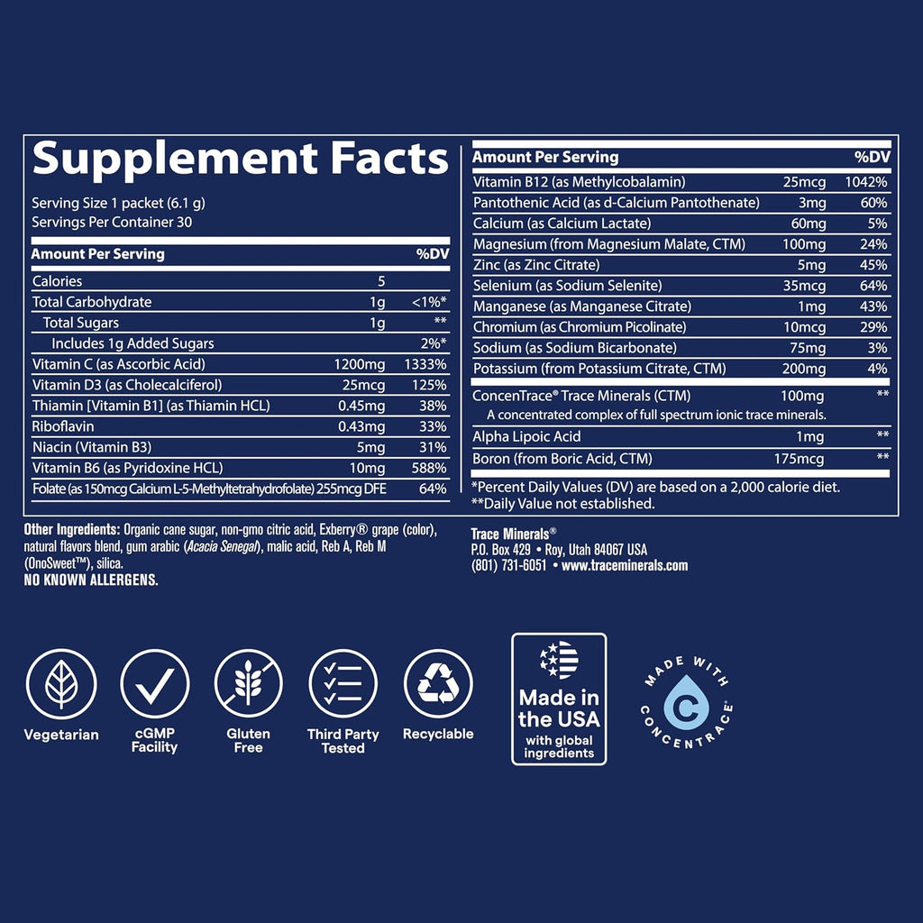 Trace Minerals Power Pak Electrolyte Powder - 30 Sachets