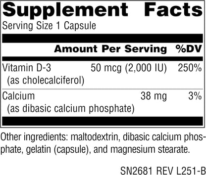 Source Naturals Vitamina D3 2000 UI (50 mcg) – Mantenimiento de los huesos en condiciones normales: Al regular el – Image 2