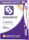 SERINE10 L-Serina Nootrópicos Sobres - Apoya la Salud Cerebral, Memoria, Concentración y Producción de Serotonina, L-Triptófano y L-Cistina - 10 Sobres Premidos con 10 Gramos (10000 mg)