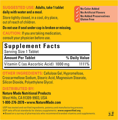 Nature Made Vitamina C Extra Fuerte 1000 mg - 300 Comprimidos – Image 7
