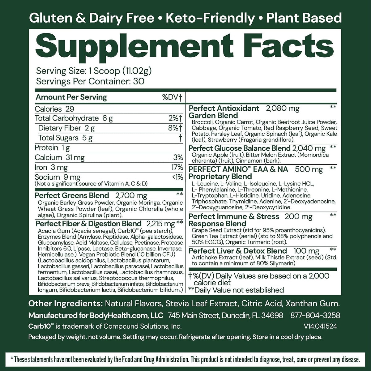 BodyHealth Perfect Greens Formula - – Perfect Greens Blend : incluye espirulina, chlorella y hierba de cebada, que – Image 2