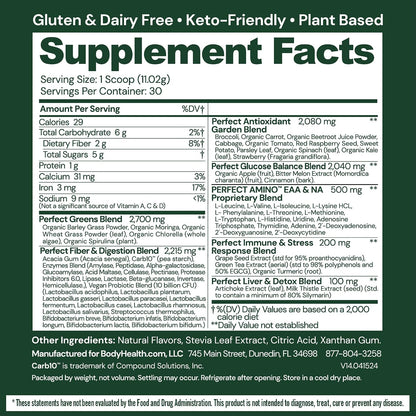 BodyHealth Perfect Greens Formula - – Perfect Greens Blend : incluye espirulina, chlorella y hierba de cebada, que – Image 2