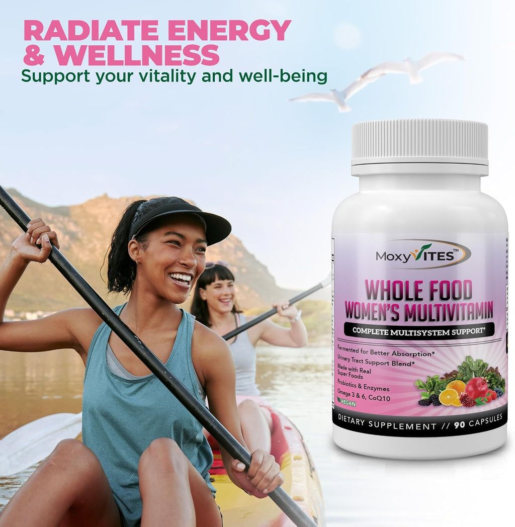 MoxyVites Multivitamínico Metilado para Mujeres con Hierro - 44 Nutrientes Fermentados de Alimentos Integrales - 90 Cápsulas Veganas