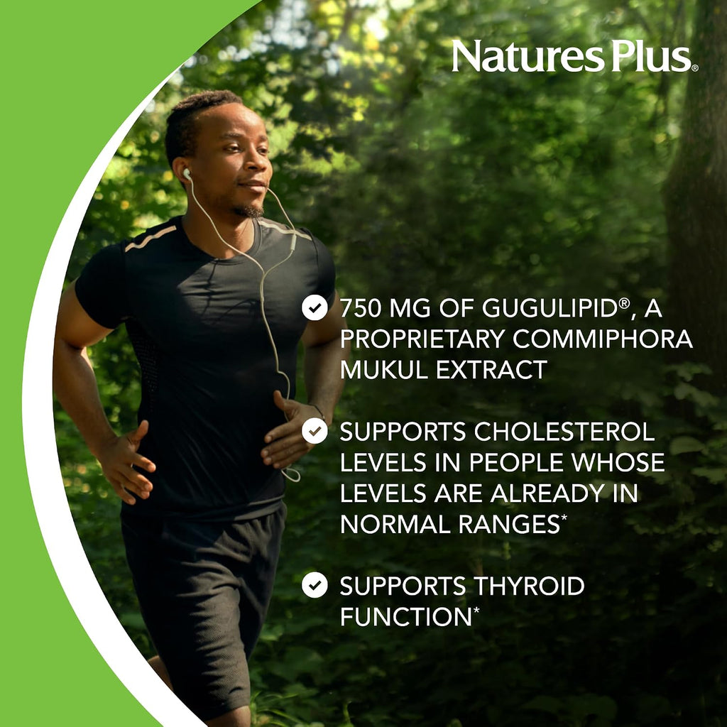 NaturesPlus Herbal Actives Gugulipid - 750 mg, 2,5 % Guggulsteronas - 60 Cápsulas Veganas