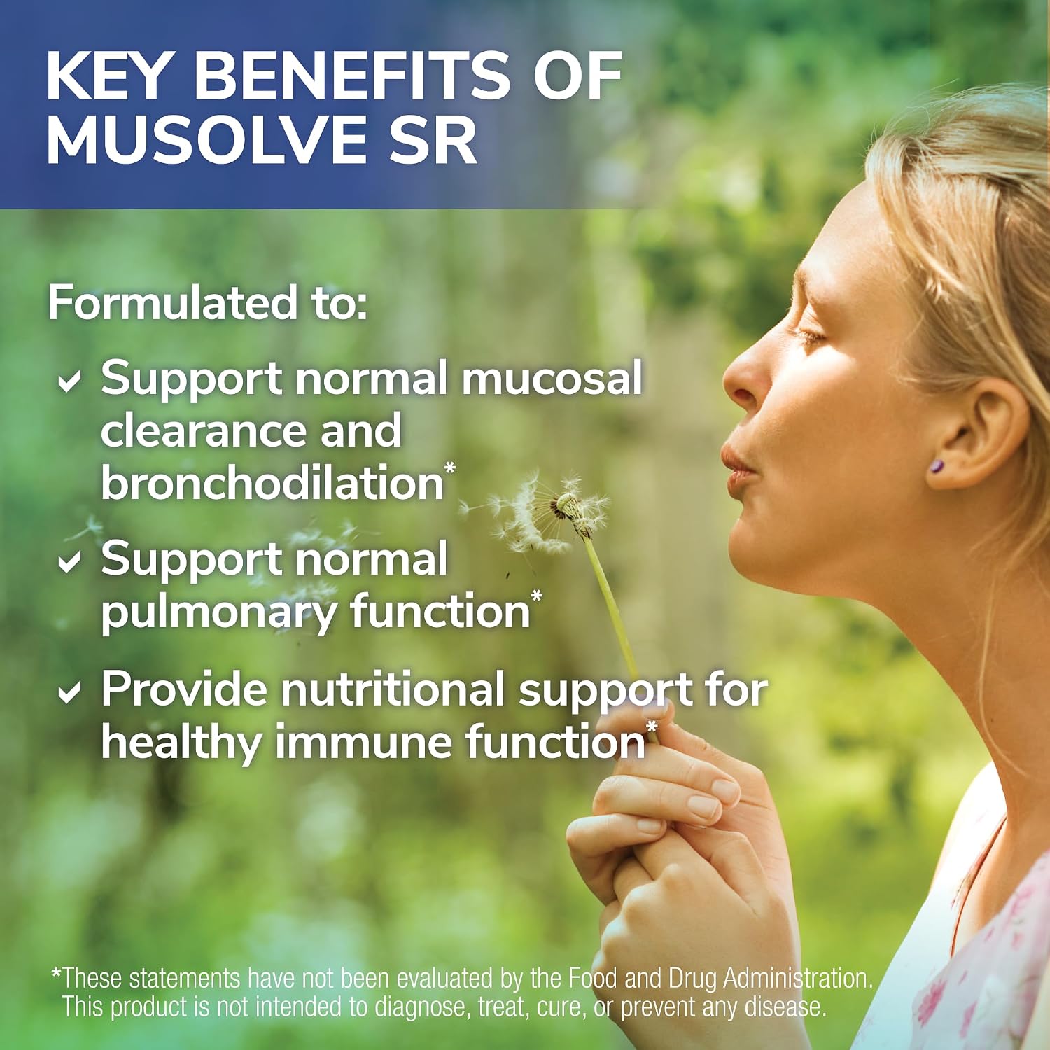 MuSolve SR - Complemento para la Salud Respiratoria, Fórmula de Liberación Sostenida, 90 Cápsulas Vegetales