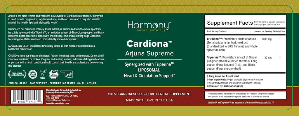 Arjuna Supreme – Sinergizado con Triperine – 120 Cápsulas Veganas