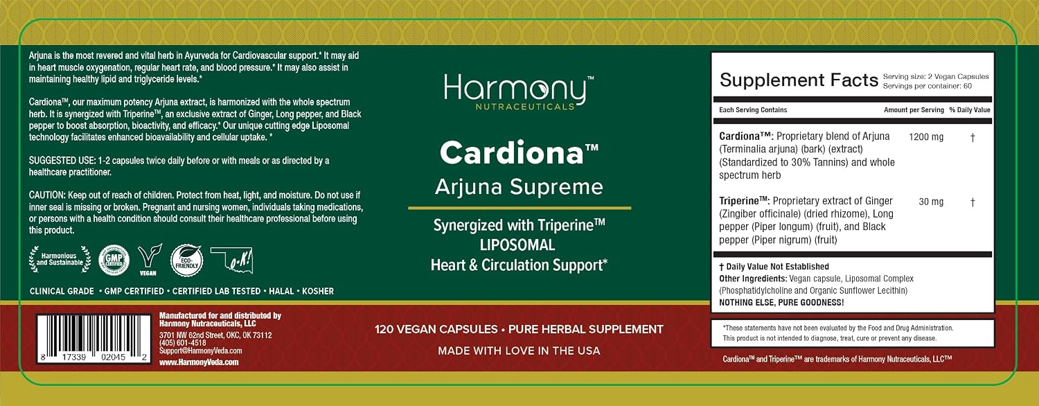 Arjuna Supreme – Sinergizado con Triperine – 120 Cápsulas Veganas