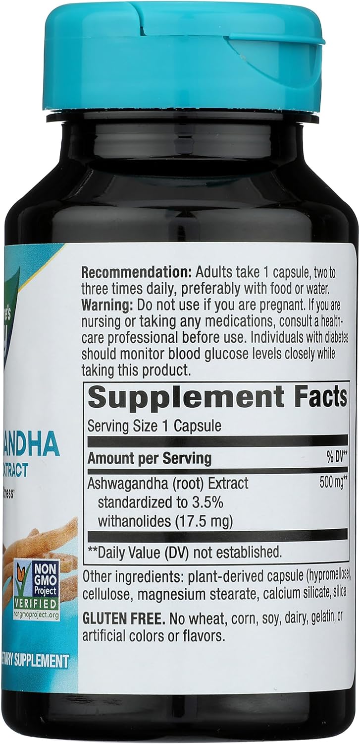 Nature's Way Ashwagandha, Extracto Premium Adaptógeno, 60 Cápsulas