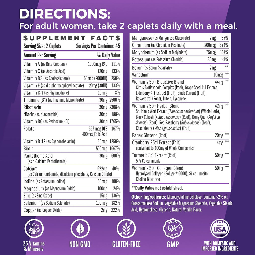 Vitamin World Ultra 360 Multivitamínico para Mujeres 50+ con Minerales y Hierbas, 90 Comprimidos