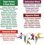 Peak Performance Kids Greens and Reds Superfood Powder - Polvo de Superalimentos Orgánicos con 25+ Frutas y Verduras para Niños