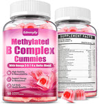 Edmmyliy Complejo B Metilado para Mujeres - Gomitas con Vitaminas B1, B2, B6, B12, Folato, Vitamina C, Magnesio y Omega 3