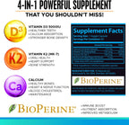 COSMIC WELLNESS Vitamina D3+K2 5000 UI con Bioperina