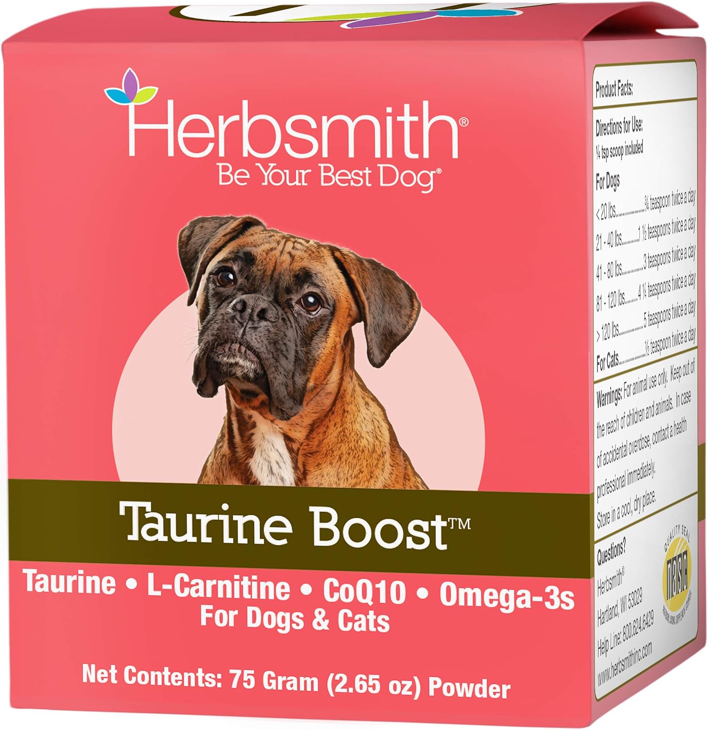 Herbsmith Taurine Boost – Suplemento cardíaco para perros y gatos (75g)