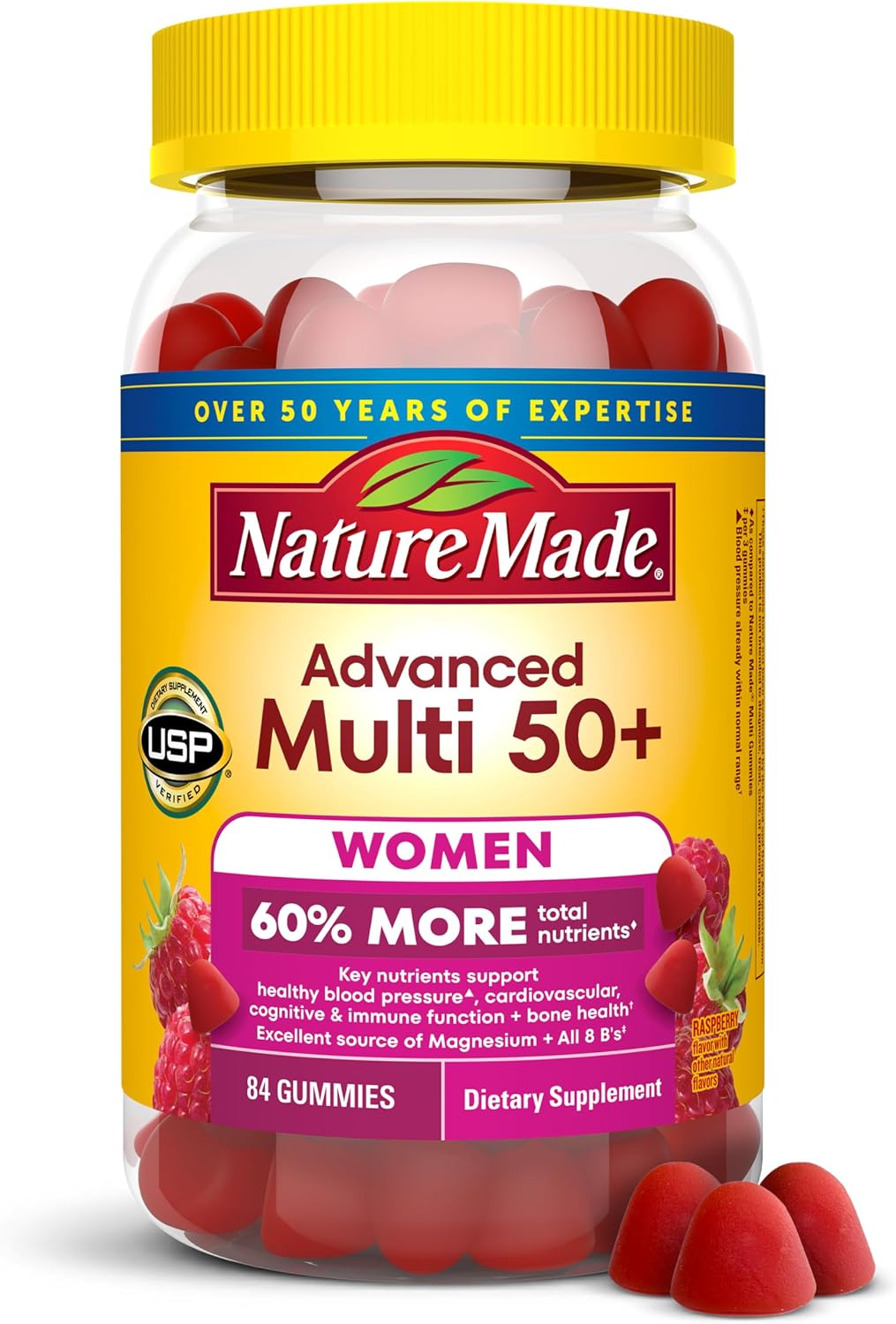 Nature Made Advanced Multivitamin Gummies 50+ para Mujeres, 84 gominolas (28 días)