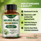 Neuro Plus Brain Supplement - Nootrópico para Memoria, Enfoque y Claridad - 60 Cápsulas