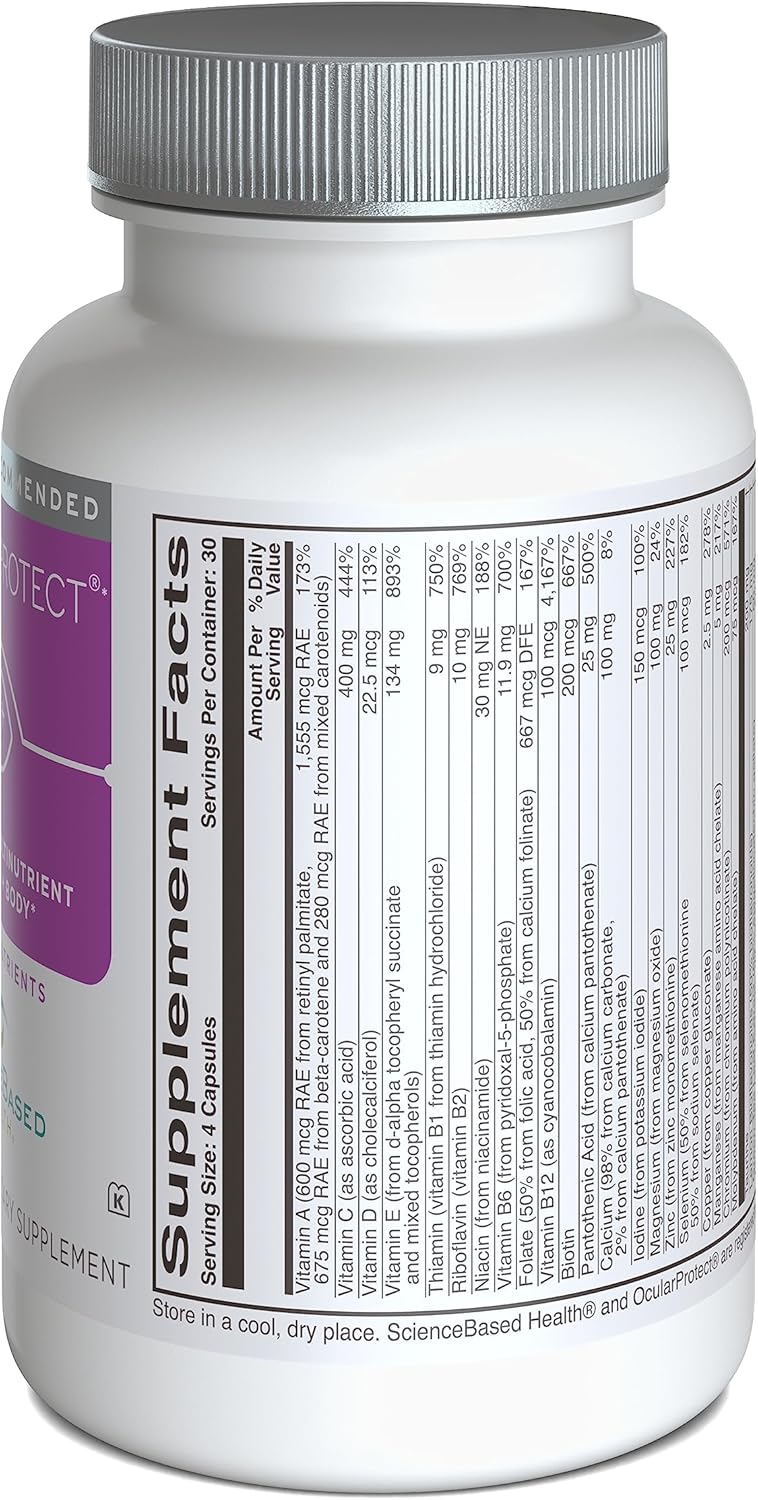 ScienceBased Health OcularProtect – Multivitamínico diario con luteína y zeaxantina para la salud ocular y general