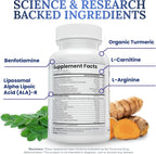 Zen Nutrients NeuraZenX - Suplemento de Apoyo Nervioso con Ácido Alfa Lipoico, Benfotiamina, L-Carnitina y Cúrcuma