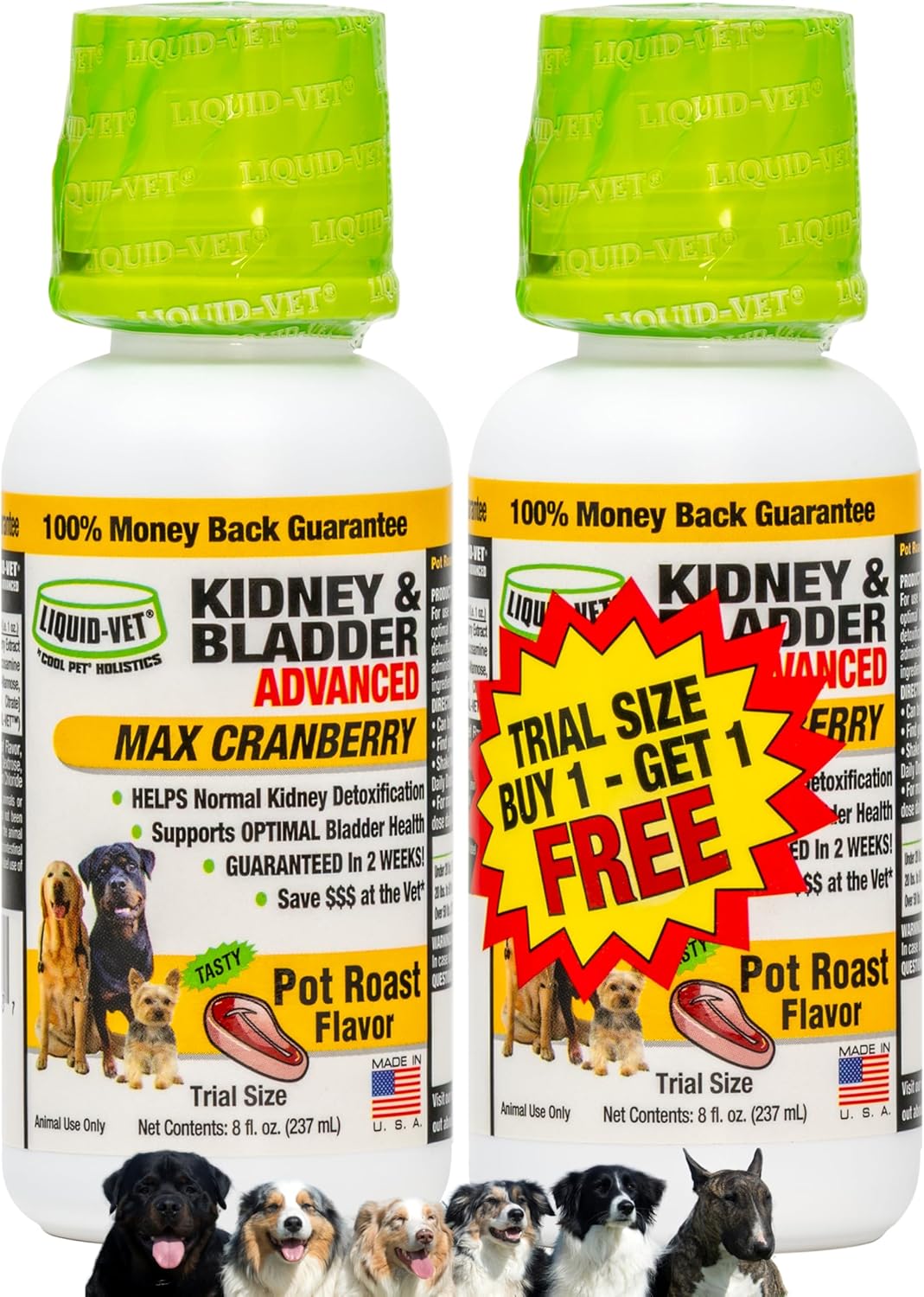 Líquido para perros con arándano y D-manosa – Apoyo renal y de vejiga de Liquid-Vet
