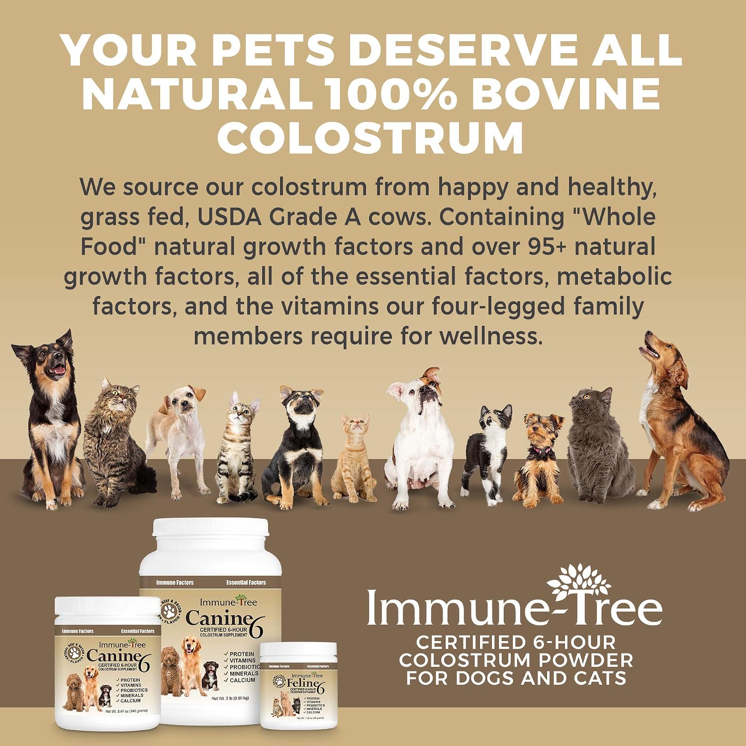 Calostro bovino para perros y cachorros | Suplemento para el sistema inmunológico | Alivio para alergias, picor de piel y puntos calientes | Prebióticos y probióticos apoyan la digestión | Fabricado en EE. UU. | 240 g (8.47 oz)