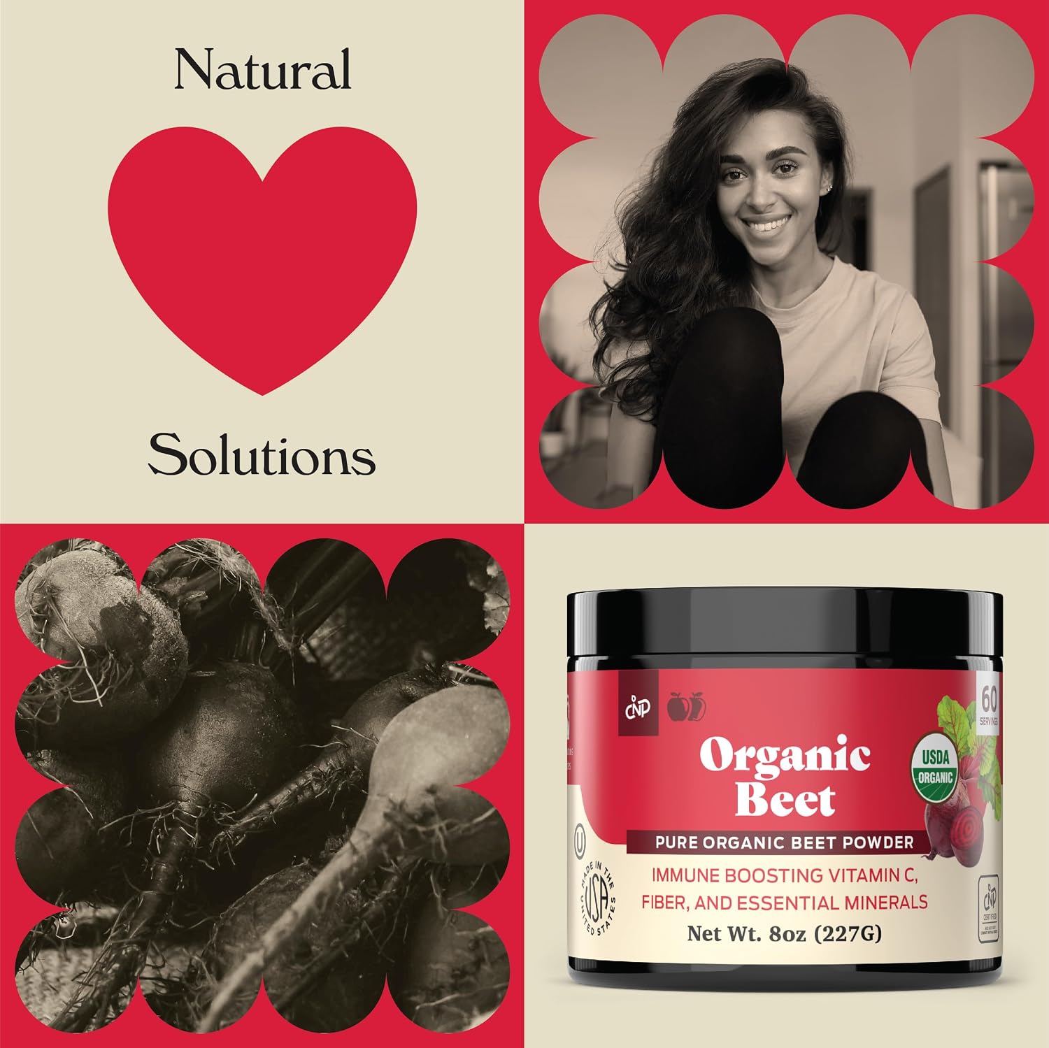 Pure Organic Beet Root Powder - Polvo de Remolacha Ecológica Pura - 8 oz (227 g) - 60 Porciones