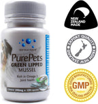 PurePets Cápsulas de Mejillón de Labios Verdes para Perros y Gatos – 200mg x 120 Cápsulas