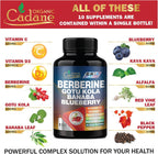 Cadane Berberina Premium 10 en 1 con Gotu Kola y Hoja de Banaba - 150 Cápsulas