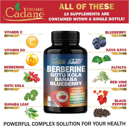 Cadane Berberina Premium 10 en 1 con Gotu – Vitamina C (ácido ascórbico): Antioxidante esencial para múltiples – Image 3