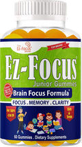 Ez-Focus Junior Gomitas de DHA para niños y adolescentes: memoria, concentración y enfoque, 60 gomitas masticables