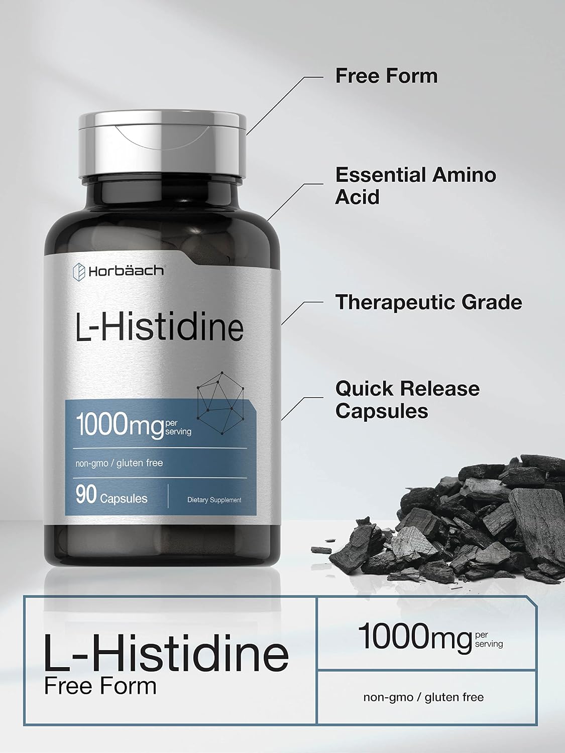 Horbäach L-Histidina 1000mg 90 Cápsulas