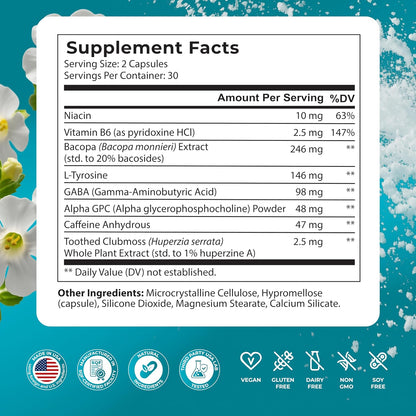 PUREHEALTH RESEARCH Ageless Brain - Suplemento para la Memoria y el Enfoque - 180 Cápsulas – Image 2