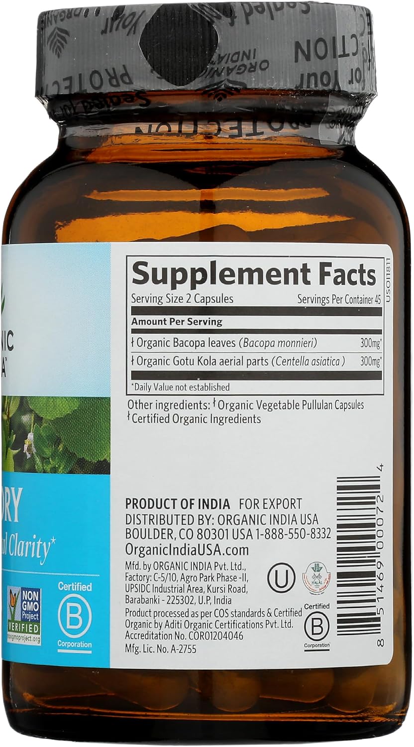 Organic India Organic Memory - Mental Clarity - 90 Vegetarian Capsules