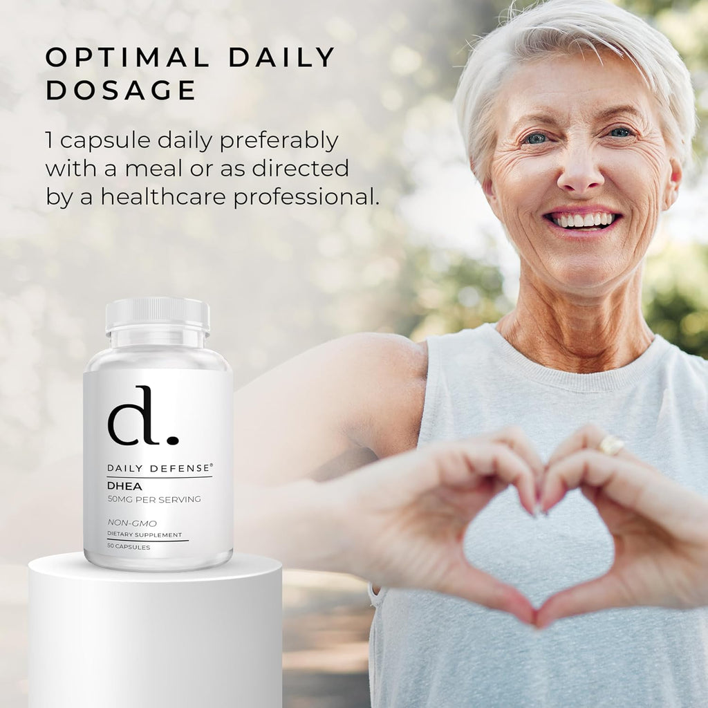 Daily Defense DHEA 50mg para Hombres y Mujeres – 50 Cápsulas